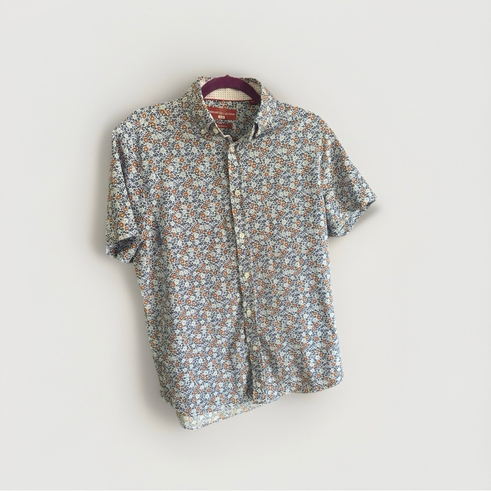 Report Collection Mens Floral Button Up Shirt NWOT Hyper Stretch - Picture 3 of 5